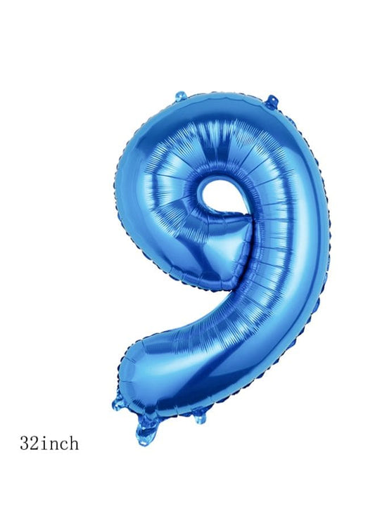 Balloons Arch Kit Party Decorations Number Balloon 32 Inch Foil Balloons Digtal Helium Birthday Wedding Party, Number 9, Blue Fatio General Trading