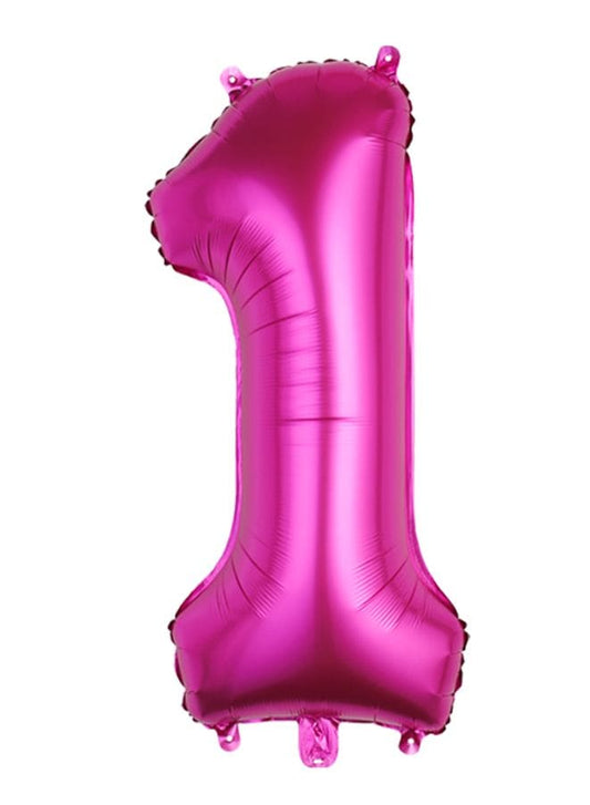Balloons Arch Kit Party Decorations Number Balloon 32 Inch Foil Balloons Digtal Helium Birthday Wedding Party, Number 1, Magenta Fatio General Trading