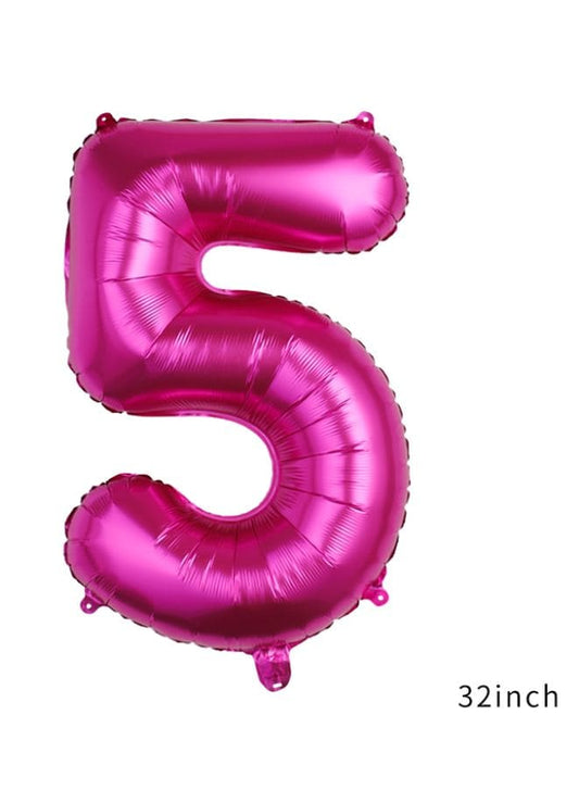 Balloons Arch Kit Party Decorations Number Balloon 32 Inch Foil Balloons Digtal Helium Birthday Wedding Party, Number 5, Magenta Fatio General Trading