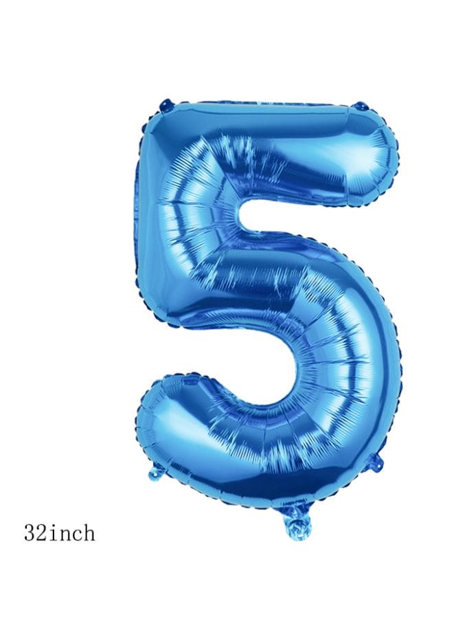 Balloons Arch Kit Party Decorations Number Balloon 32 Inch Foil Balloons Digtal Helium Birthday Wedding Party, Number 5, Blue Fatio General Trading