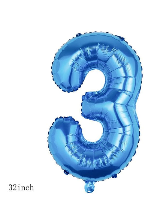 Balloons Arch Kit Party Decorations Number Balloon 32 Inch Foil Balloons Digtal Helium Birthday Wedding Party, Number 3, Blue Fatio General Trading