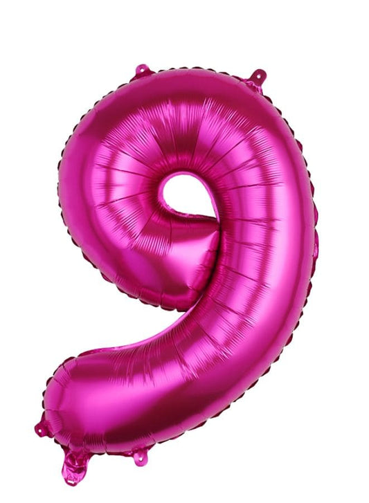 Balloons Arch Kit Party Decorations Number Balloon 32 Inch Foil Balloons Digtal Helium Birthday Wedding Party, Number 9, Magenta Fatio General Trading