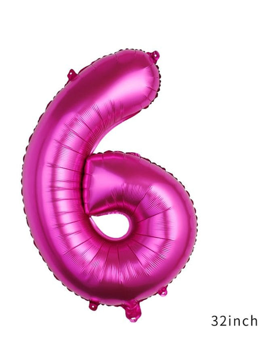 Balloons Arch Kit Party Decorations Number Balloon 32 Inch Foil Balloons Digtal Helium Birthday Wedding Party, Number 6, Magenta Fatio General Trading