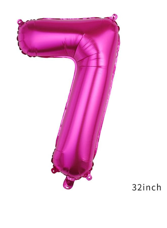 Balloons Arch Kit Party Decorations Number Balloon 32 Inch Foil Balloons Digtal Helium Birthday Wedding Party, Number 7, Magenta Fatio General Trading