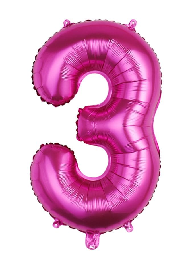 Balloons Arch Kit Party Decorations Number Balloon 32 Inch Foil Balloons Digtal Helium Birthday Wedding Party, Number 3, Magenta Fatio General Trading