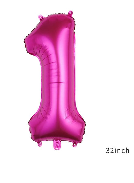 Balloons Arch Kit Party Decorations Number Balloon 32 Inch Foil Balloons Digtal Helium Birthday Wedding Party, Number 1, Magenta Fatio General Trading