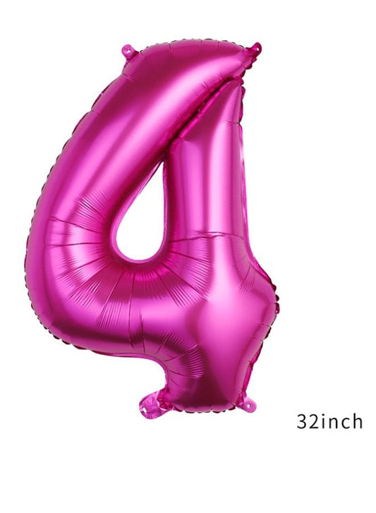 Balloons Arch Kit Party Decorations Number Balloon 32 Inch Foil Balloons Digtal Helium Birthday Wedding Party, Number 4, Magenta Fatio General Trading