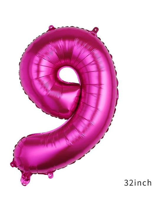 Balloons Arch Kit Party Decorations Number Balloon 32 Inch Foil Balloons Digtal Helium Birthday Wedding Party, Number 9, Magenta Fatio General Trading