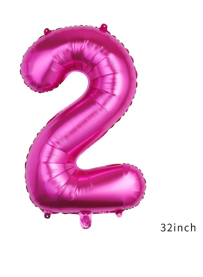 Balloons Arch Kit Party Decorations Number Balloon 32 Inch Foil Balloons Digtal Helium Birthday Wedding Party, Number 2, Magenta Fatio General Trading