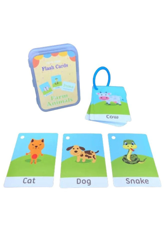 Children Learning Cards: Educational Flash Cards Pocket Card Preschool Teaching Cards for kids, Farm Animals Fatio General Trading