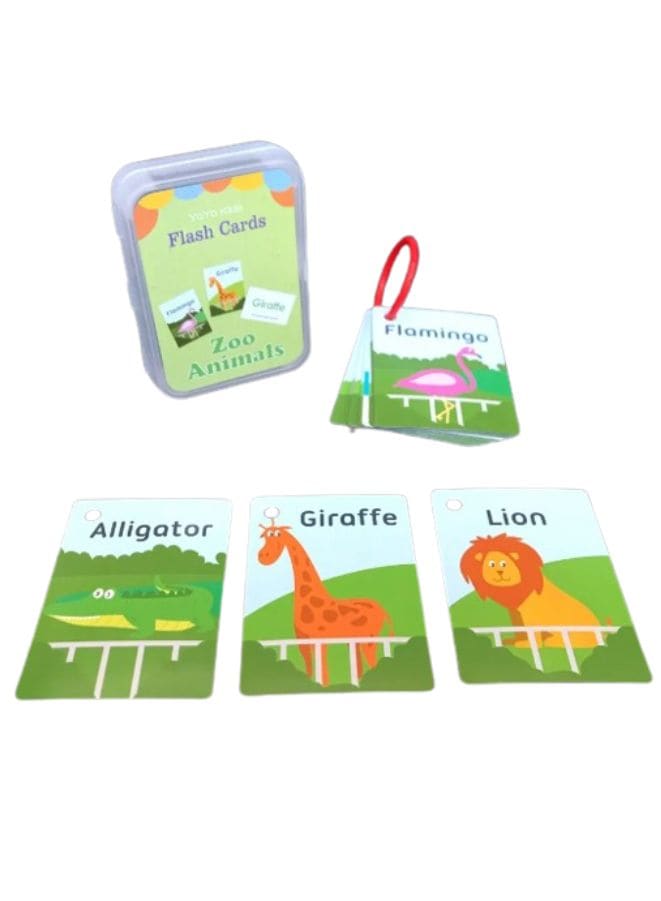 Children Learning Cards: Educational Flash Cards Pocket Card Preschool Teaching Cards for kids, Zoo Animals Fatio General Trading