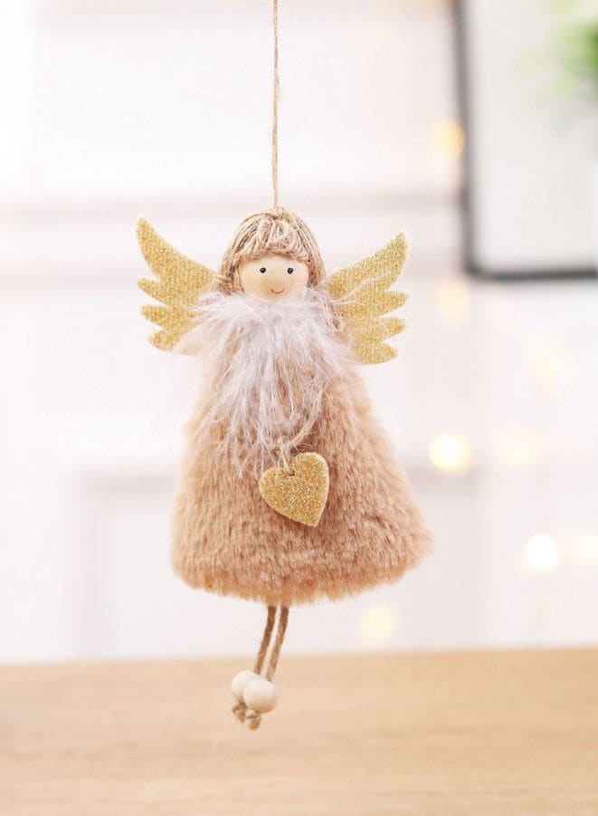 Christmas Angel Plush Doll Pendant Xmas Tree Hanging Decoration Party Ornaments Grey Fatio General Trading
