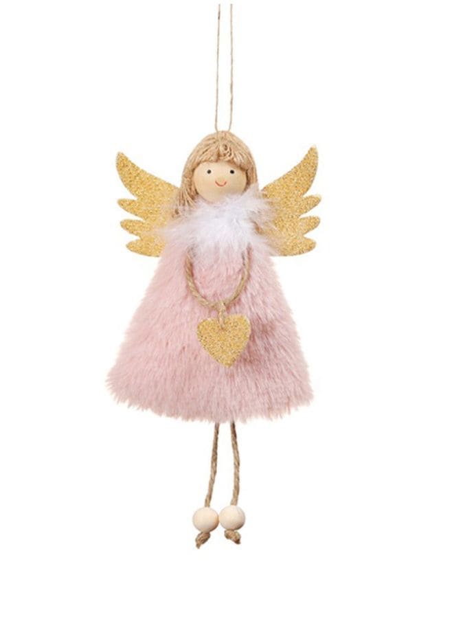 Christmas Angel Plush Doll Pendant Xmas Tree Hanging Decoration Party Ornaments Pink Fatio General Trading