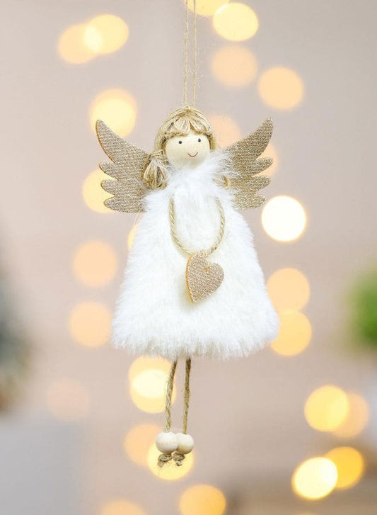 Christmas Angel Plush Doll Pendant Xmas Tree Hanging Decoration Party Ornaments White Fatio General Trading