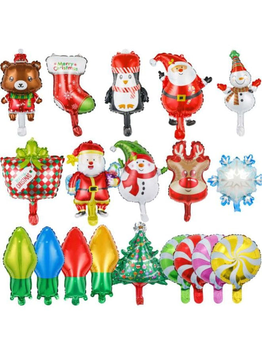 Christmas Decor Balloons, Christmas Foil Balloons Party Decorations Giant 19pcs Mylar Foil Balloon Set, Santa Claus, Elk, Snowman, Reindeer, Candy Cane, Tree, Xmas Party Supplies Decorations (19 PCS) Fatio General Trading