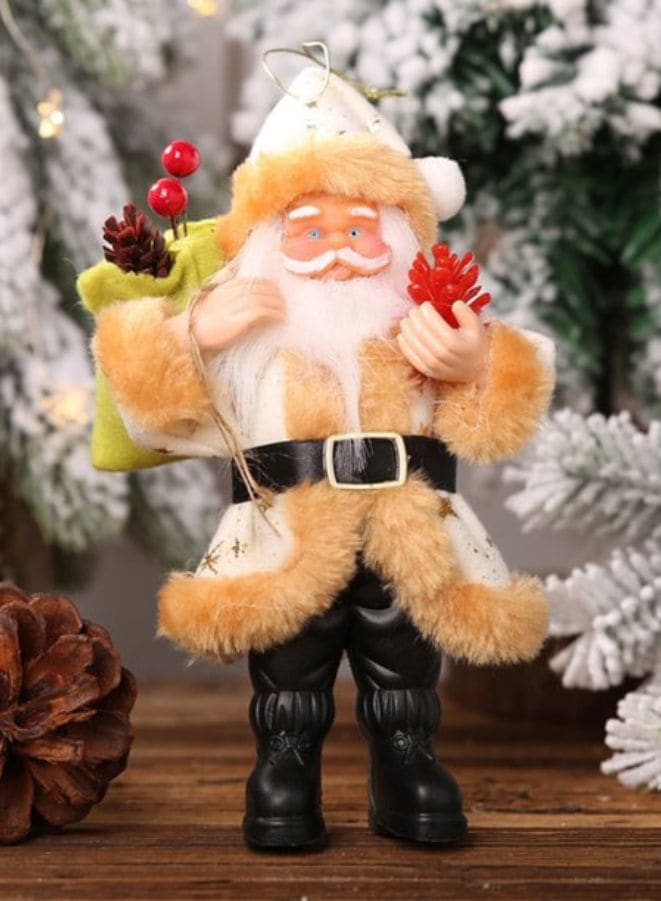 Christmas Decorations Resin Santa Claus Standing Posture Ornaments Doll Pendant Beige Fatio General Trading