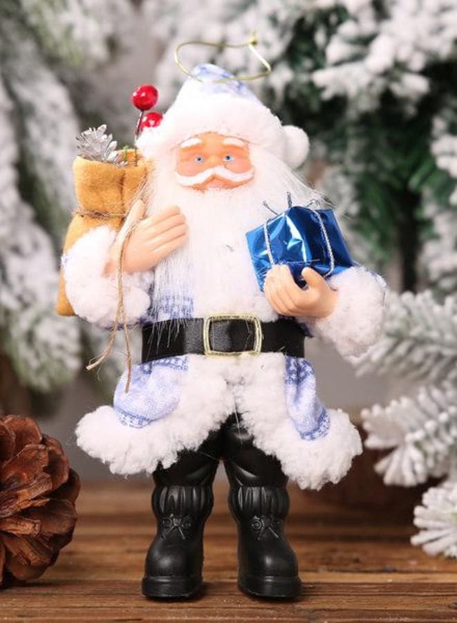 Christmas Decorations Resin Santa Claus Standing Posture Ornaments Doll Pendant Blue Fatio General Trading