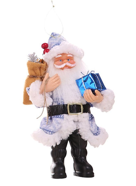 Christmas Decorations Resin Santa Claus Standing Posture Ornaments Doll Pendant Blue Fatio General Trading