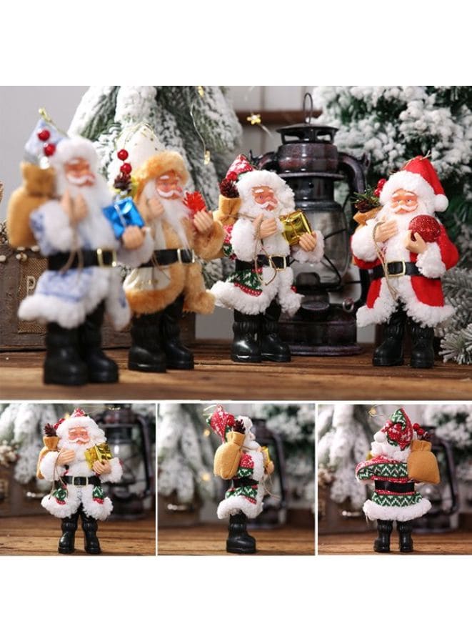 Christmas Decorations Resin Santa Claus Standing Posture Ornaments Doll Pendant Pack of 4 Fatio General Trading