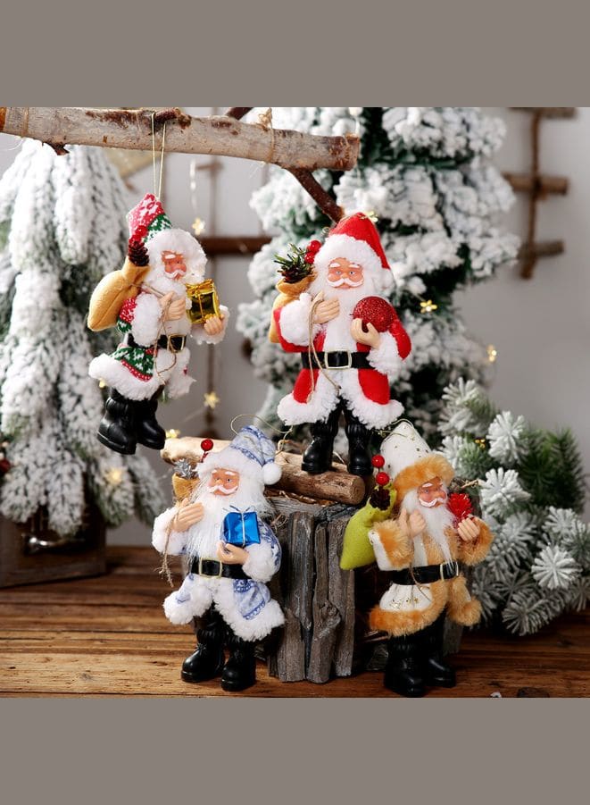 Christmas Decorations Resin Santa Claus Standing Posture Ornaments Doll Pendant Pack of 4 Fatio General Trading