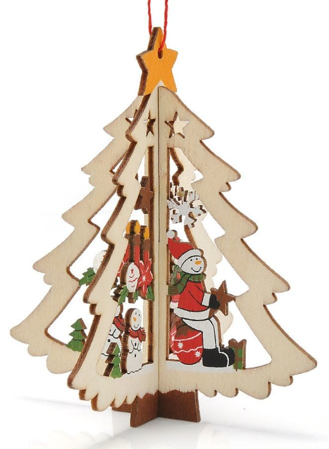 Christmas Tree Pendants Wooden Hollow 3D Ornaments for Party Decoration Christmas Tree Fatio General Trading
