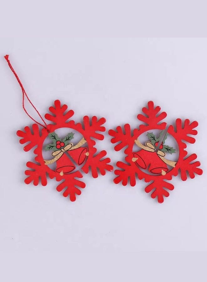 Christmas Tree Pendants Wooden Hollow 3D Ornaments for Party Decoration Snowflake Fatio General Trading
