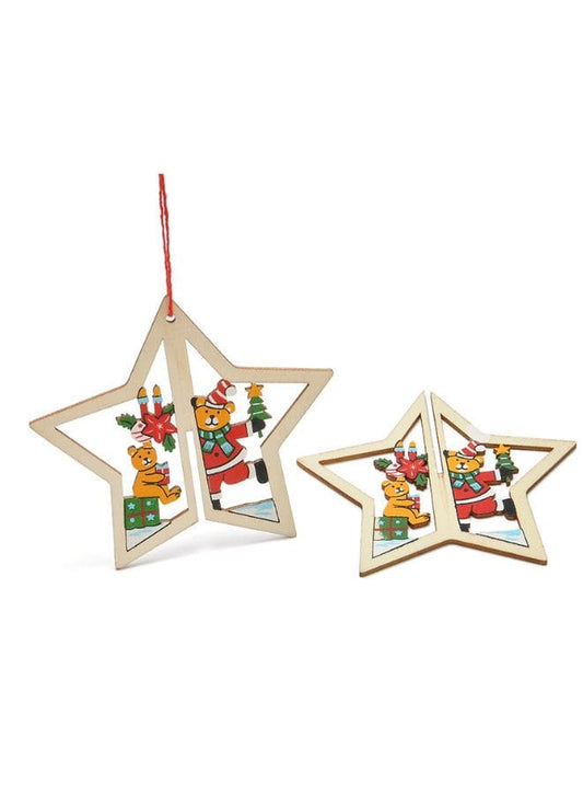 Christmas Tree Pendants Wooden Hollow 3D Ornaments for Party Decoration Star Fatio General Trading