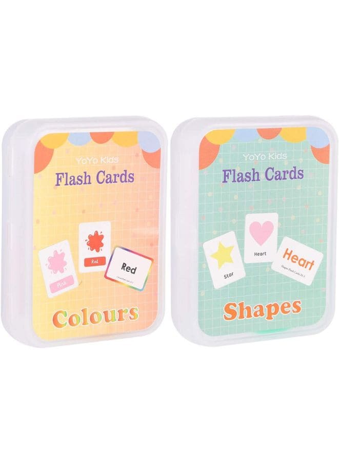 Color Shape Children Learning Cards: 2 Sets Educational Flash Cards Pocket Card Preschool Teaching Cards for kids Fatio General Trading
