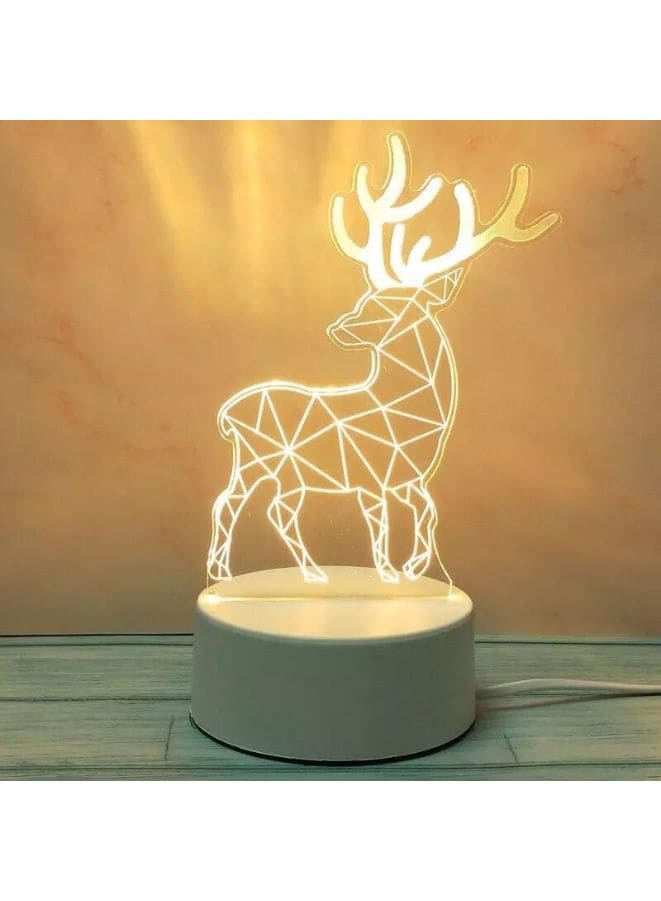 Creative Night Light 3D Acrylic Bedroom Small Decorative 3D Lamp Night Lights For Home Decoration, Elk Fatio General Trading