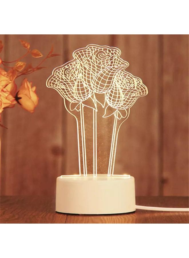 Creative Night Light 3D Acrylic Bedroom Small Decorative 3D Lamp Night Lights For Home Decoration, Flowers Fatio General Trading