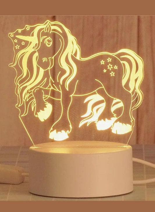 Creative Night Light 3D Acrylic Bedroom Small Decorative 3D Lamp Night Lights For Home Decoration, Unicorn Fatio General Trading