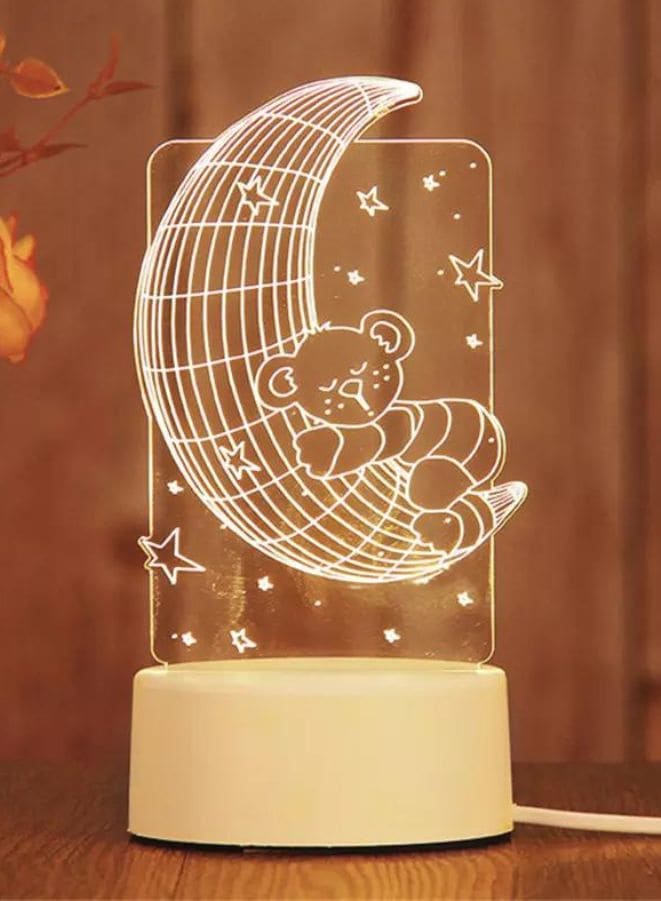 Creative Night Light 3D Acrylic Bedroom Small Decorative 3D Lamp Night Lights For Home Decoration, Moon Bear Fatio General Trading