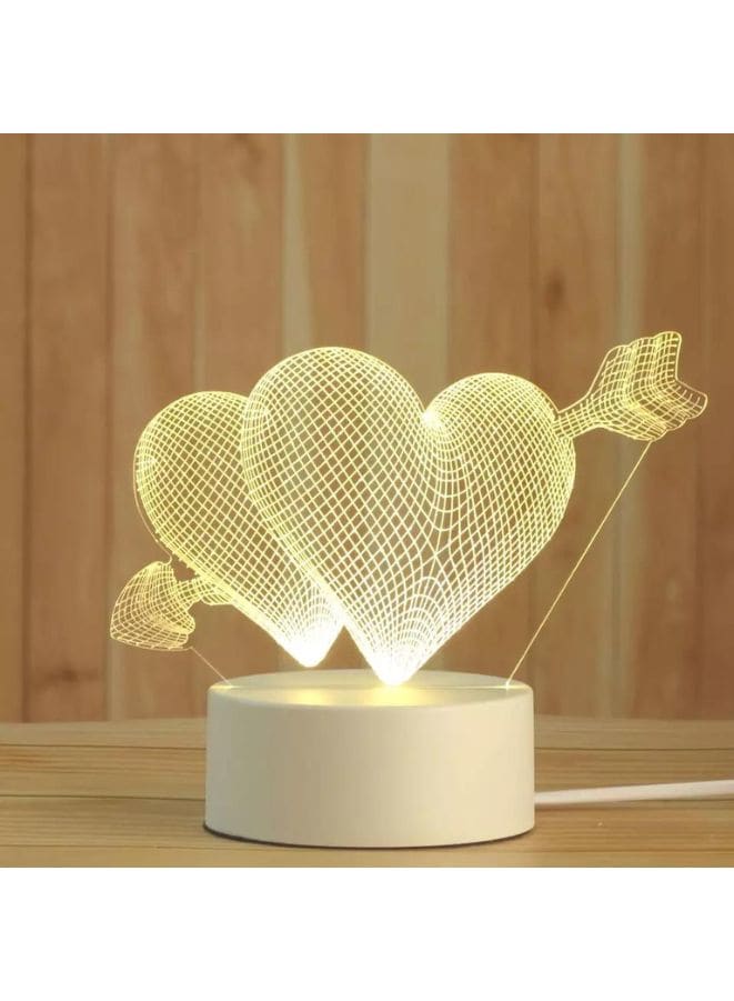 Creative Night Light 3D Acrylic Bedroom Small Decorative 3D Lamp Night Lights For Home Decoration, Heart Love Fatio General Trading