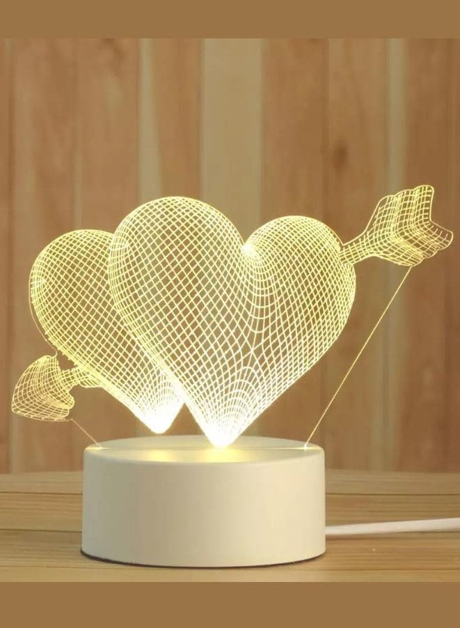 Creative Night Light 3D Acrylic Bedroom Small Decorative 3D Lamp Night Lights For Home Decoration, Heart Love Fatio General Trading