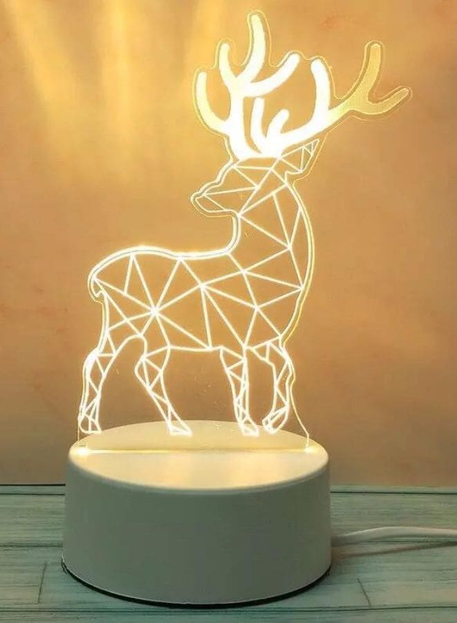 Creative Night Light 3D Acrylic Bedroom Small Decorative 3D Lamp Night Lights For Home Decoration, Elk Fatio General Trading