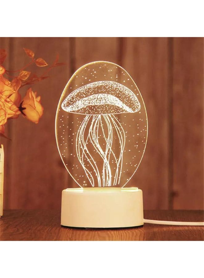 Creative Night Light 3D Acrylic Bedroom Small Decorative 3D Lamp Night Lights For Home Decoration, Jellyfish Fatio General Trading