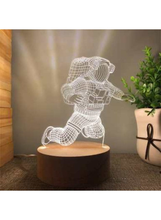 Creative Night Light 3D Warm White Acrylic/Wooden Base Bedroom Small Decorative 3D Lamp Night Lights For Home Decoration, Spaceman Fatio General Trading