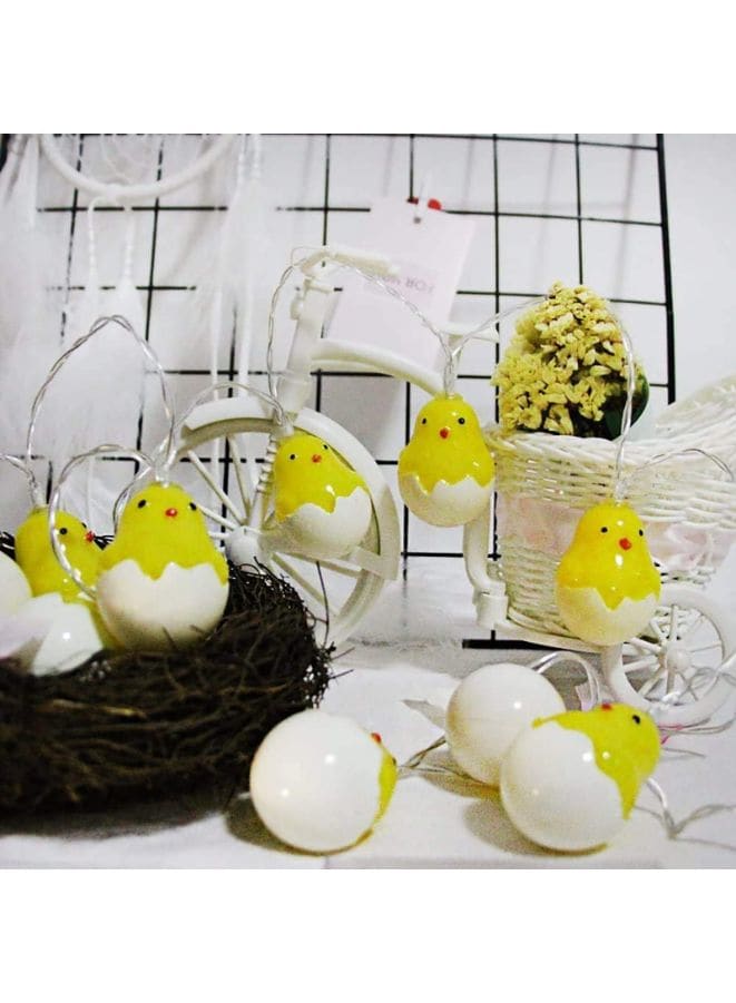 Cute Eggshell Chicken Type 1.5m 10 LEDs Battery Decorative Lamp Easter Holiday Household Party Decorative Light (Warm White) Fatio General Trading