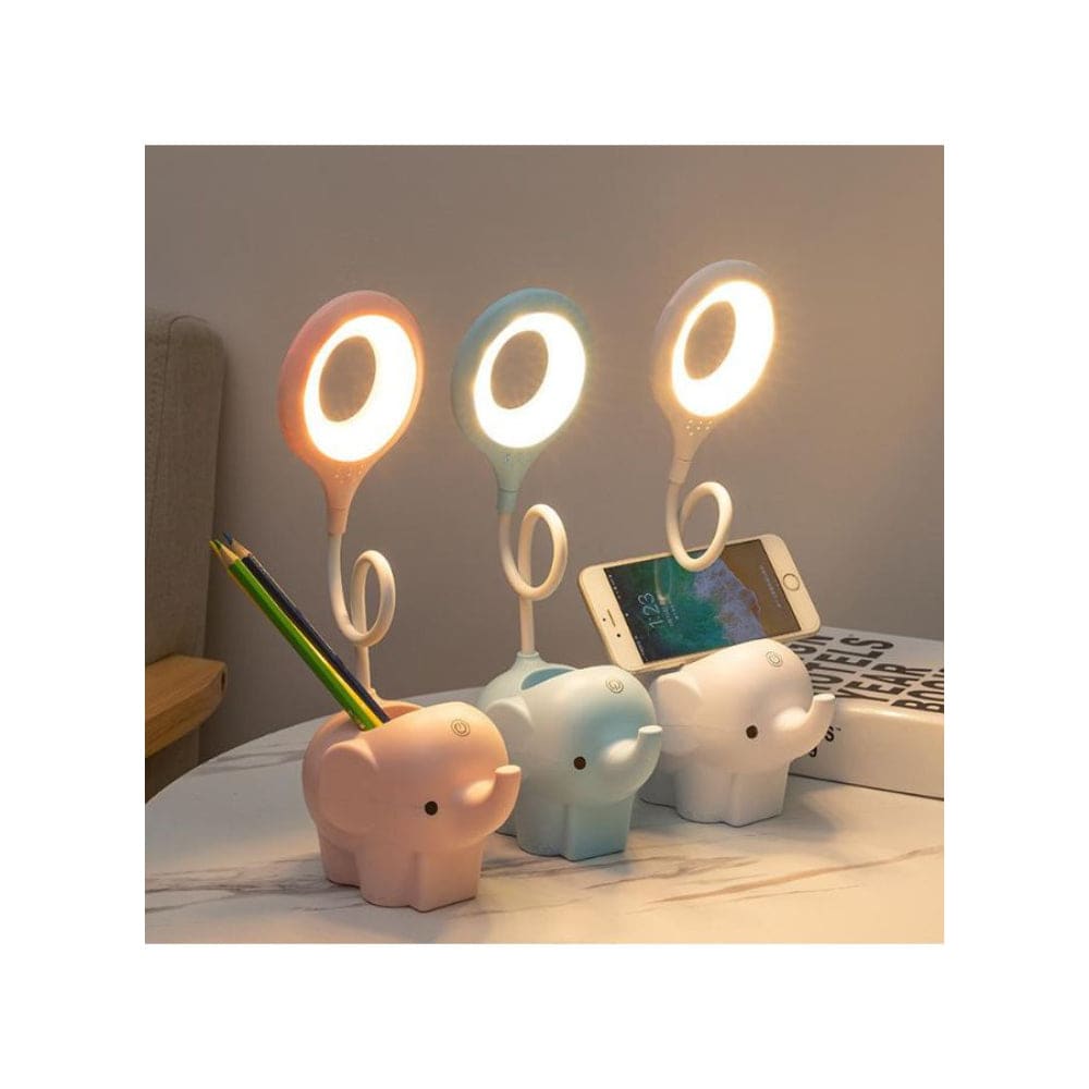 Cute Elephant Table Lamp, USB Rechargeable Desk Lamp with 3 Light Modes and Touch Control, Decoration Light, LED Night Light for Home Bedroom Study Desk Room Fatio General Trading