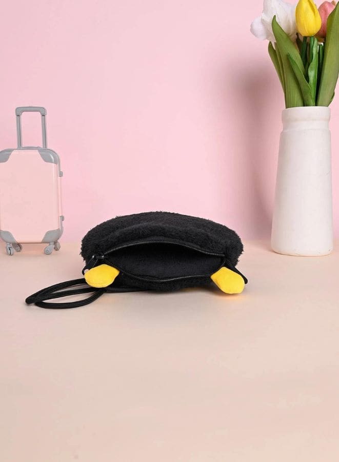 Cute Little Baby Plush Shoulder Bags/Wallets For Girls, Plush Shoulder Bags with Strap for Kids Coin Purses Cute Princess Handbags Kids, Accessories for Girls, Black Fatio General Trading