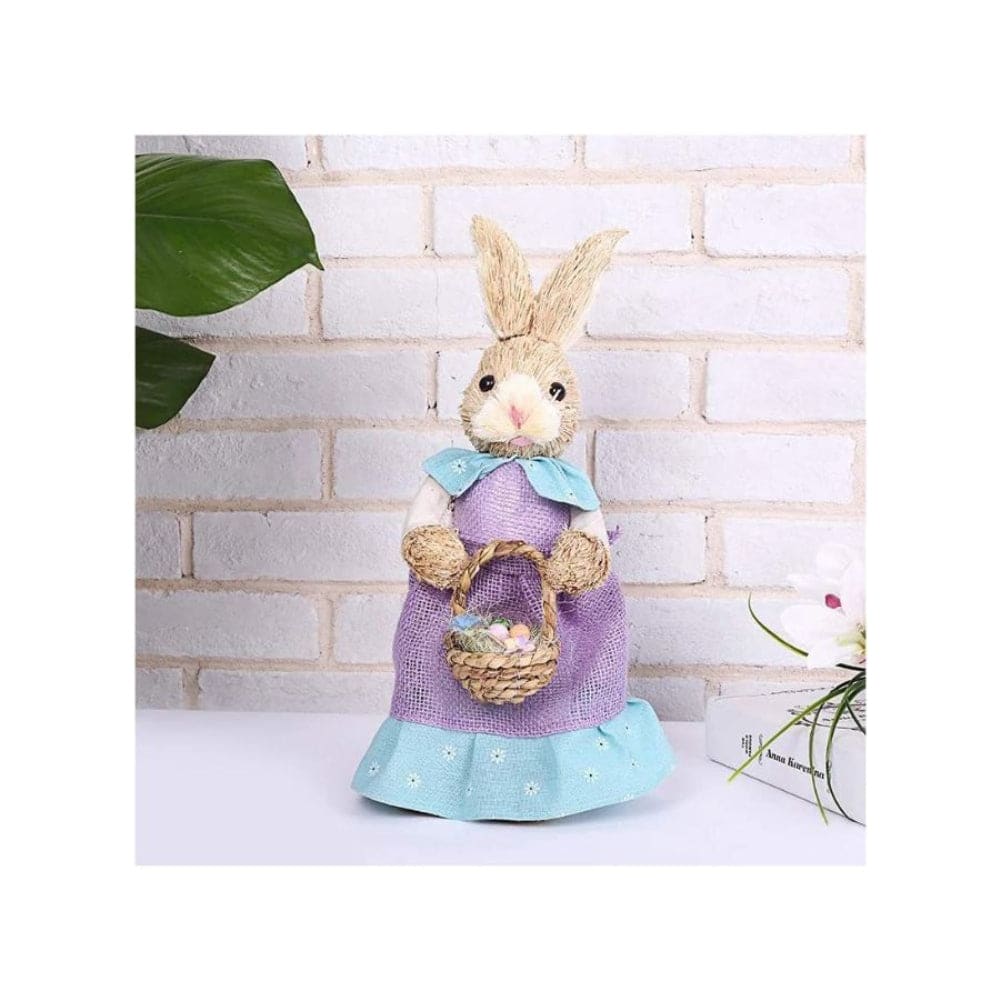 Cute Straw Rabbit Bunny Easter Decorations Holiday Home Garden Wedding Ornament Photo Props Crafts, Female Fatio General Trading