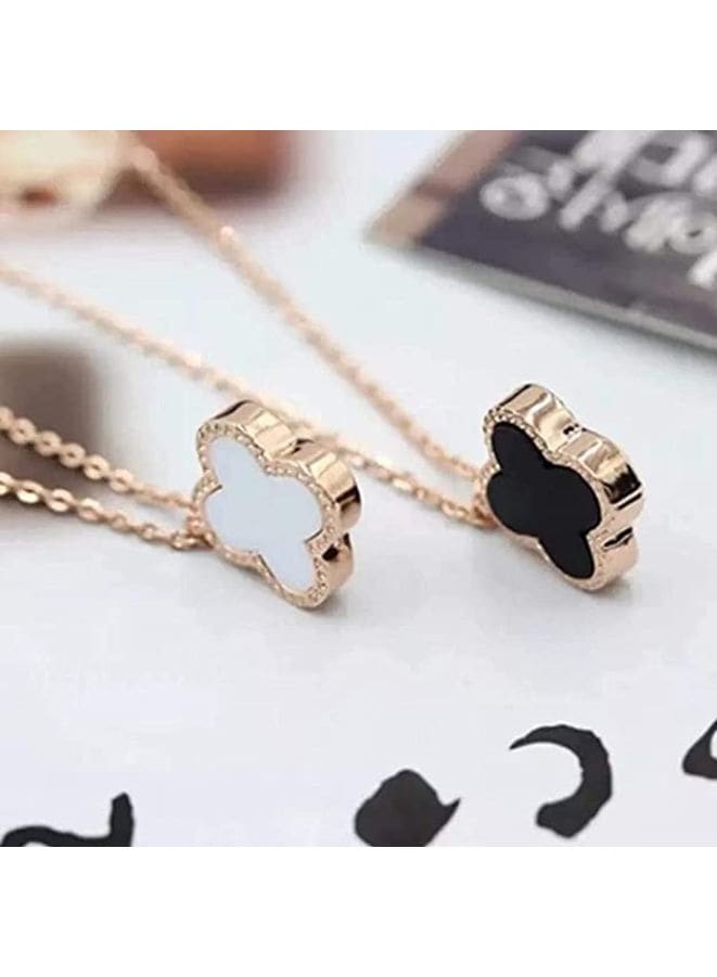 Double Sided Four Leaf Clover Necklace for Women Stainless Steel Lucky 4 Leaf Pendant Jewelry gift for Mother and Daughter Fatio General Trading