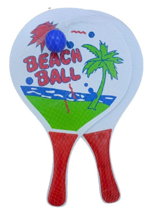 Double Sided Garden Beach Paddle Tennis & Catch Bat and Ball Velcro Set Game Fatio General Trading