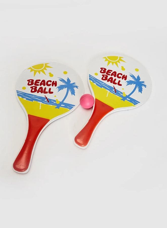 Double Sided Garden Beach Paddle Tennis & Catch Bat and Ball Velcro Set Game Fatio General Trading