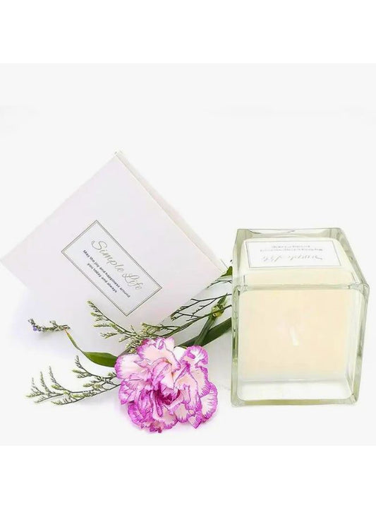 Glass Jar Vanilla and Coconut Scented Candle -  Floral Home Fragrance - Long Lasting Scent - Up to 45 Hour Burn Time