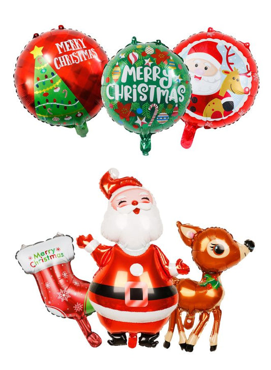 6-Piece Christmas Celebration Balloon Pack for Festive Decorations (6 Different Designs)