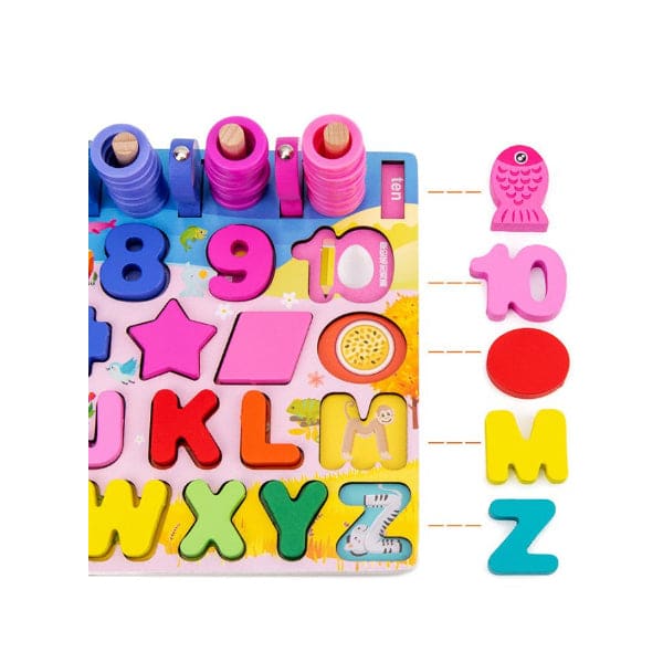 Educational Wooden Board 5 in 1 Numbers Action Maths Counting Fish Catching Fatio General Trading