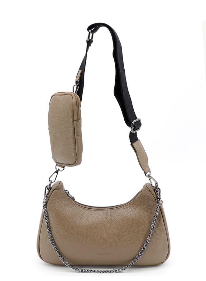 Effetty Women's Medium Size Casual Shoulder Bag With Mini Purse in Genuine Leather Made in Italy Fatio General Trading