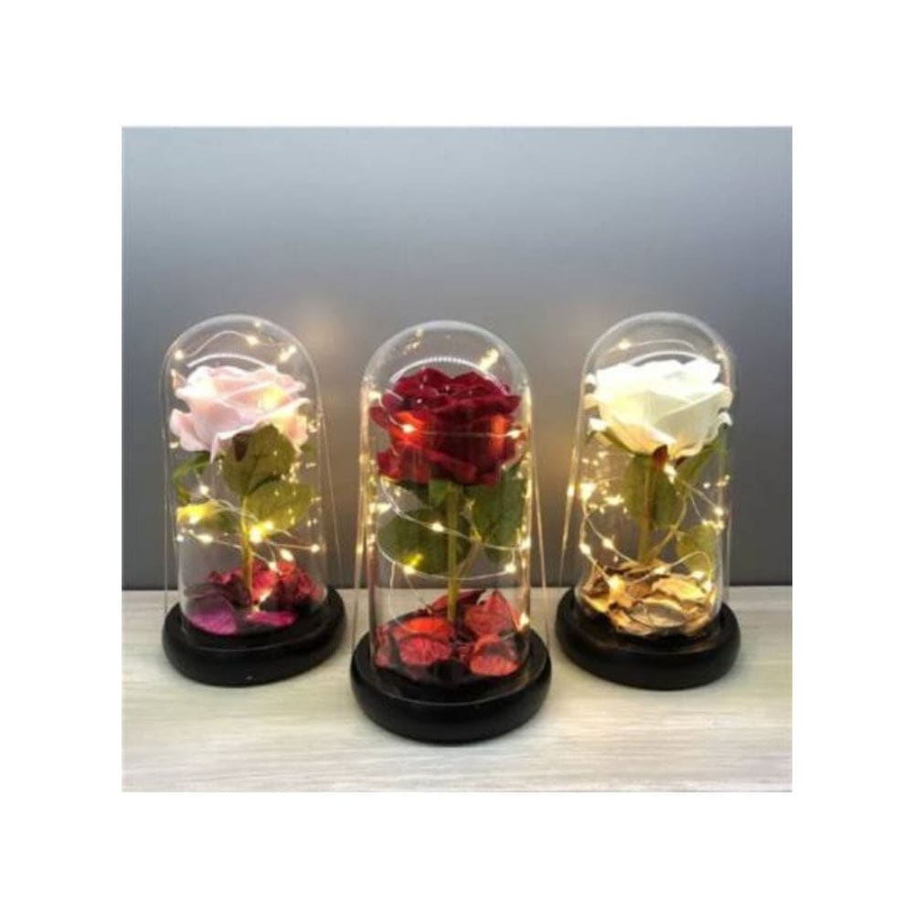 Enchanted Flower with Petals in Glass Dome Personalized Gifts for Women Girlfriend Valentine’s Day Mother’s Day Christmas Anniversary Birthday Fatio General Trading
