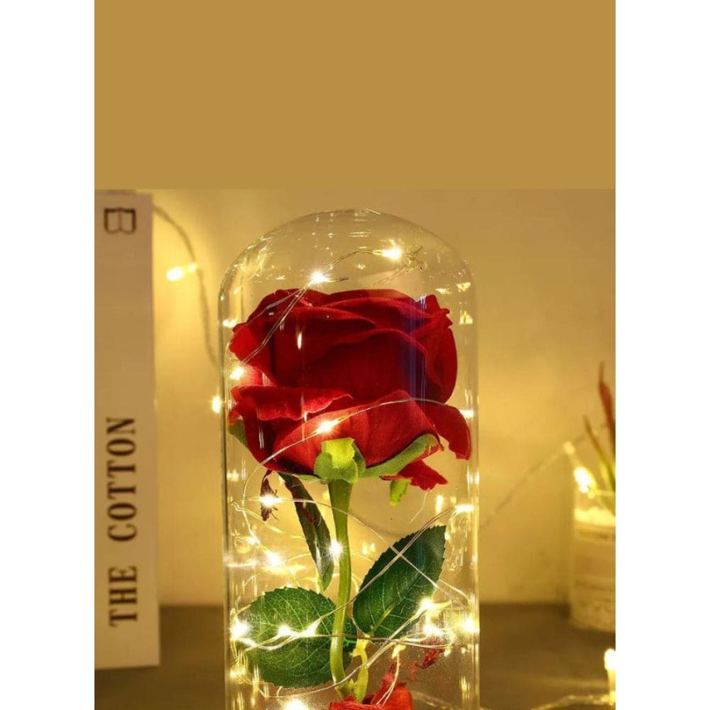 Enchanted Flower with Petals in Glass Dome Personalized Gifts for Women Girlfriend Valentine’s Day Mother’s Day Christmas Anniversary Birthday Fatio General Trading